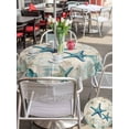 thumbnail image 5 of Outdoor Tablecloths with Umbrella Hole & Zipper, Teal Starfish Coastal Round Tablecloth 54 Inch, Vintage Summer Beach Nautical Waterproof Table Cloth, Patio/Pool/Picnic Table Covers, 5 of 8