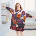 thumbnail image 5 of FORMRS Wearable Blanket Hoodie with Sleeves for Kids Cozy Flannel Sweatshirt, Purple Flowers, 5 of 7