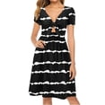 thumbnail image 4 of TAGOLD Womens Summer Dresses, Women's Casual Fashion V-Neck Short Sleeve Bow Dress Summer Printing Dresses Black S, 4 of 5