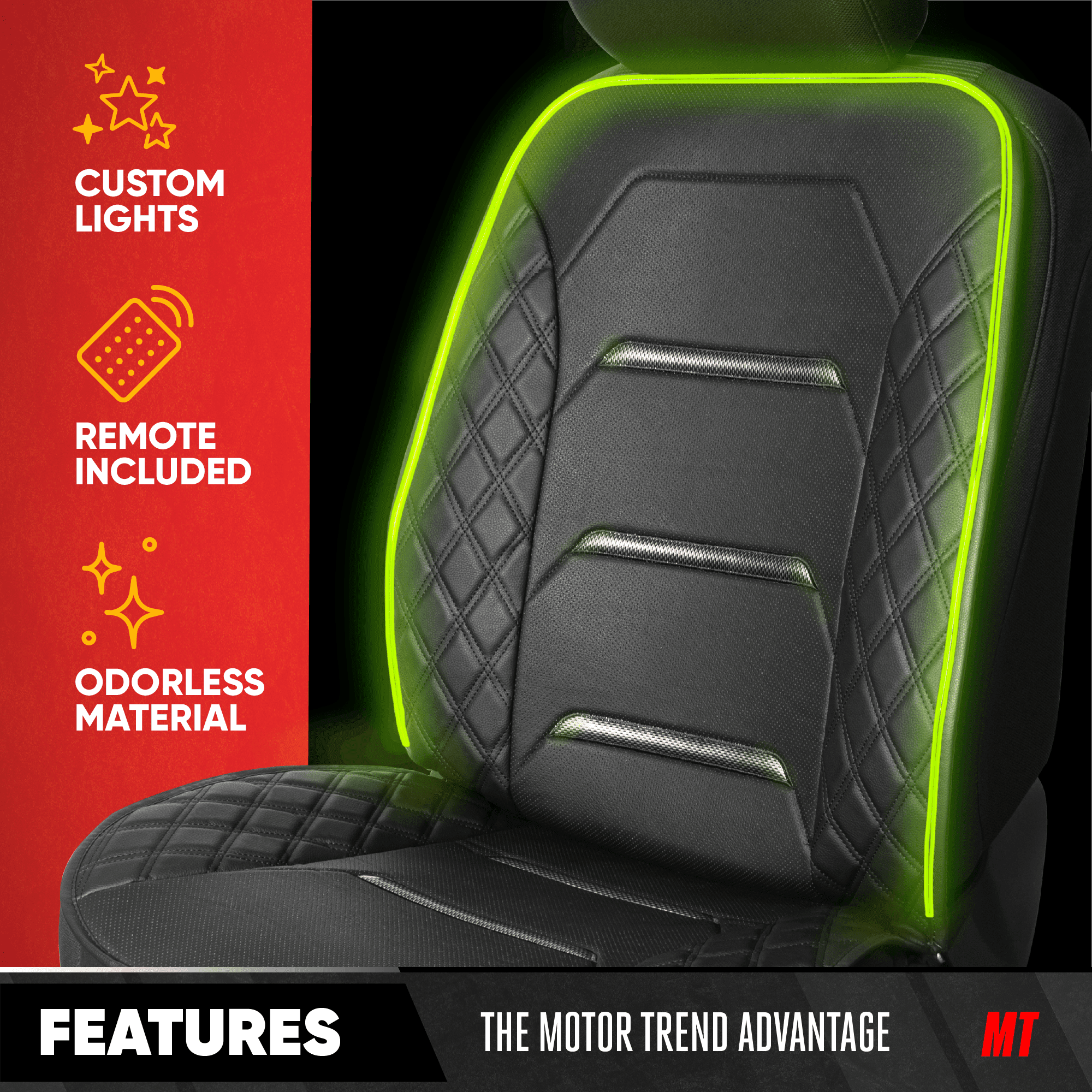 Motor Trend LED Car Seat Cover Car Lights Up Seat Cover Multi Color Seat Protector Seat Cover for Cars SUV Truck Automotive Interior Lights Seat Cover