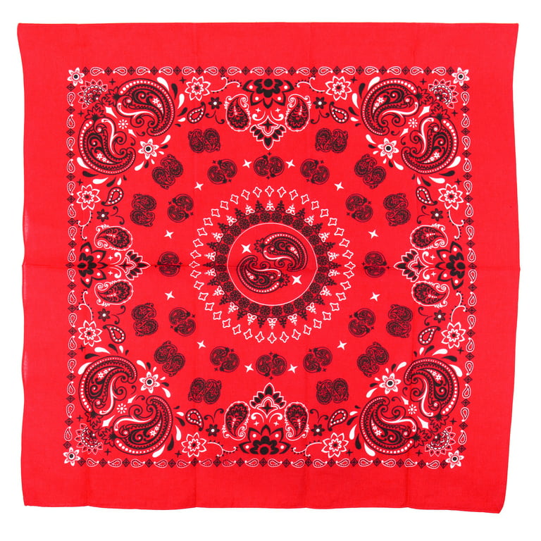 Styled Basics Red Paisley Bandana, Unisex, Adult, 100% Cotton, 22 x 22 