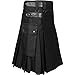 thumbnail image 3 of Scottish Designer Men 's Black Utility Kilt (Belly Button Measurements 36), 3 of 4
