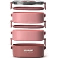 thumbnail image 1 of Lunch Box 2000ML 3-Tier Stackable Bento Case Sealed Leak-proof Meal Box Microwave Safe Portable Students Workers Food Container for Home Office School Camping, 1 of 11