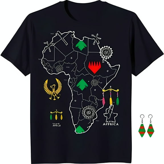 Stylish Black T-Shirt with Unique African Map Graphic Celebrate Culture