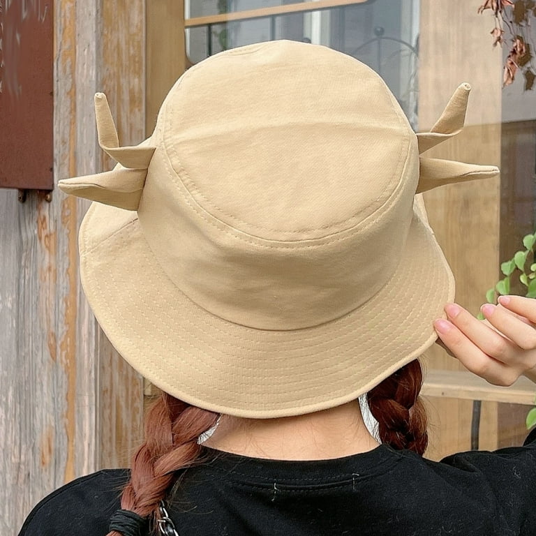 GDREDA Women Hat Women Summer Outdoor Hat Fisherman's Hat Beach Sun  Protection Cap Basin Hat Khaki,One Size