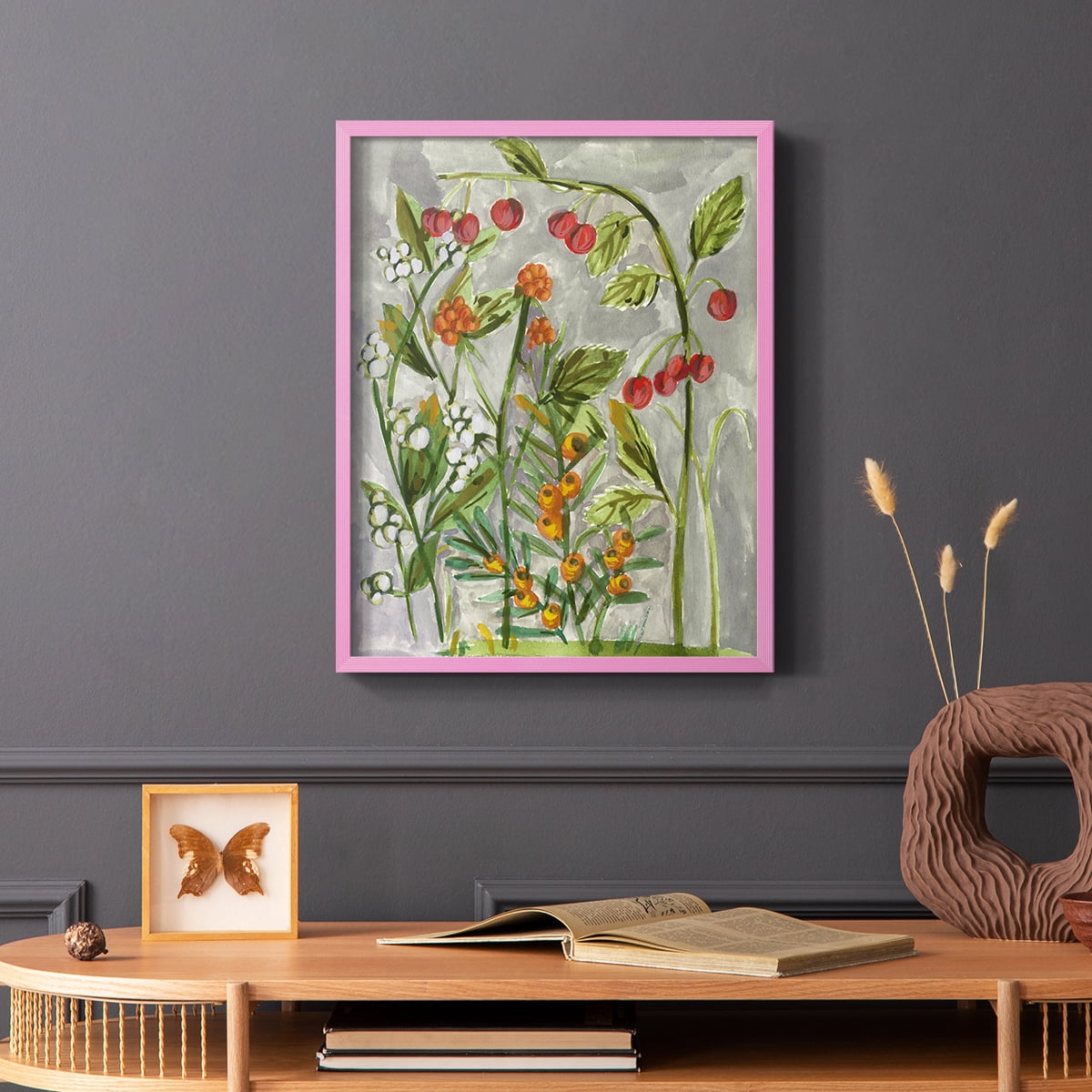 Dear Nature I Framed Print in Pink Solid Wood Framed Print No Nail Hanging