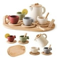 thumbnail image 2 of Wooden Simulation Afternoon Tea Toy Set Kids Silicone Kitchen and Tea Set Model Cosplay Play House Montessori Educational Toys, 2 of 7