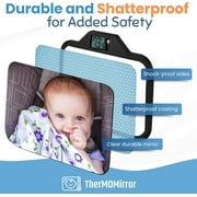 TherMOMirror Baby Car Seat Mirror with Temperature Display | Essential for Newborns | Perfect Baby Registry Gift | 4 Colors (Black)