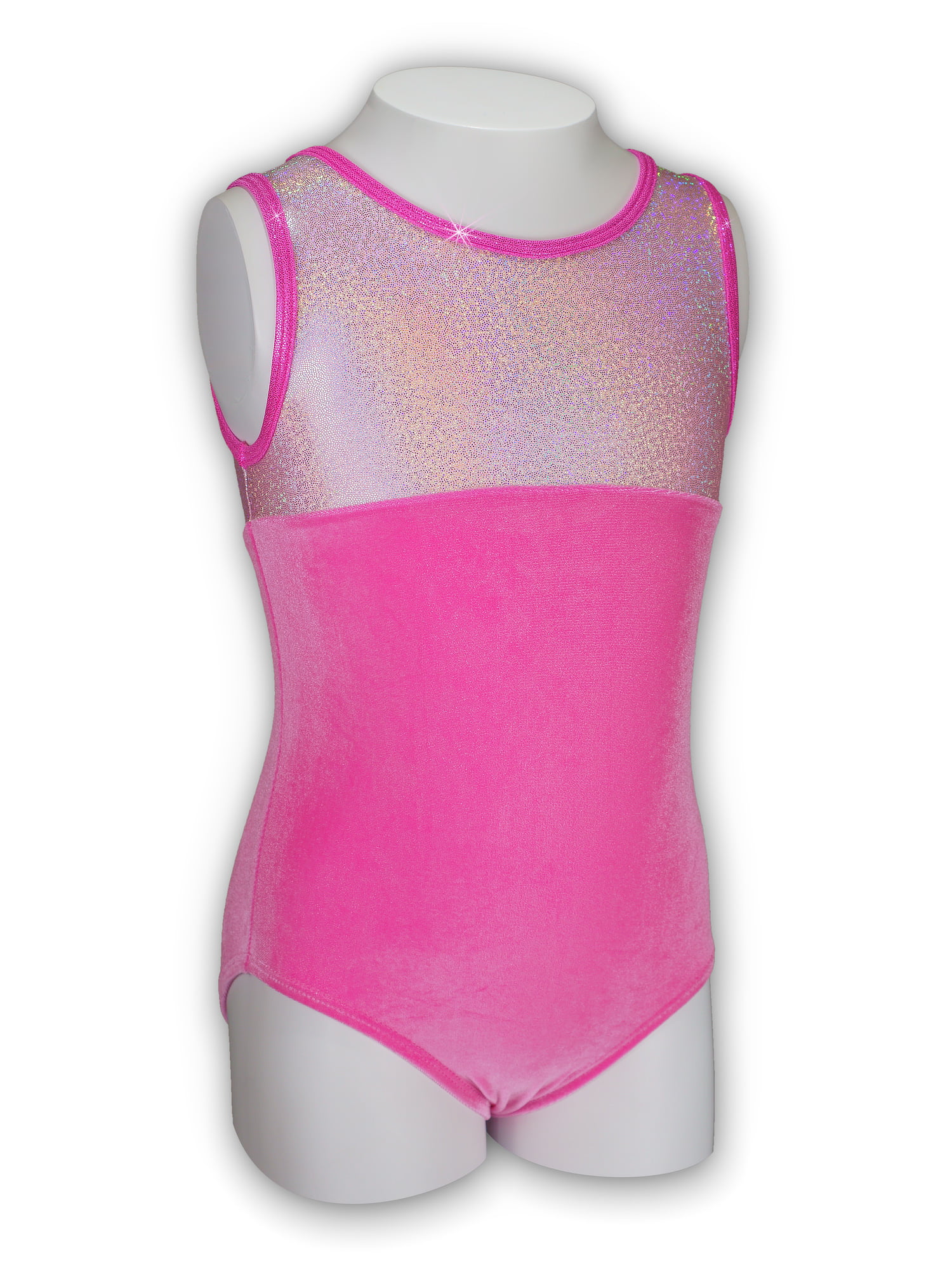 Pink Velvet/Sparkly Foil Girls Gymnastics Leotard Gym Dancewear Ages 4-12 Gym 17 