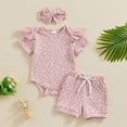 thumbnail image 2 of LNMQLPDBS Toddler Girl Sets Letters Printed Short Sleeve Romper Bodysuit & Floral Print Ruffle Hem Shorts 2pcs Outfits Baby Girl Gifts 12 Month Girl Clothes Cute Summer Toddler Sets, 2 of 9