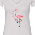 thumbnail image 4 of Inktastic Cute Summer Flamingo Women's V-Neck T-Shirt, 4 of 5