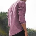 thumbnail image 4 of Camisas Para Hombre Manga Corta Hombre Ropa de estilo casual Color sólido Cuello redondo Camisa de manga larga Primavera y otoño Hombre (Red, S), 4 of 6