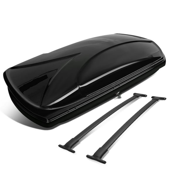 DNA Motoring PT-ZTL-8129-BK For 2016 to 2019 Ford Explorer Roof Top Aluminum Side Rail Cross Bar   Dual Side Opening Cargo Box Storage Luggage Carrier w/ Keys 17 18