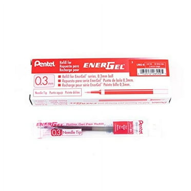 Pentel Refill Ink for EnerGel RTX Retractable Gel Pen Extra Fine Point Needle Tip, 12 Pack, 0.3mm, Red (LRN3-B)