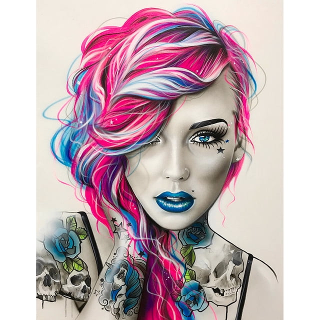 Mujer diamante pintura 5D DIY completo redondo Rhinestone lienzo pared arte regalo 40x50cm Hugtrwg Para estrenar