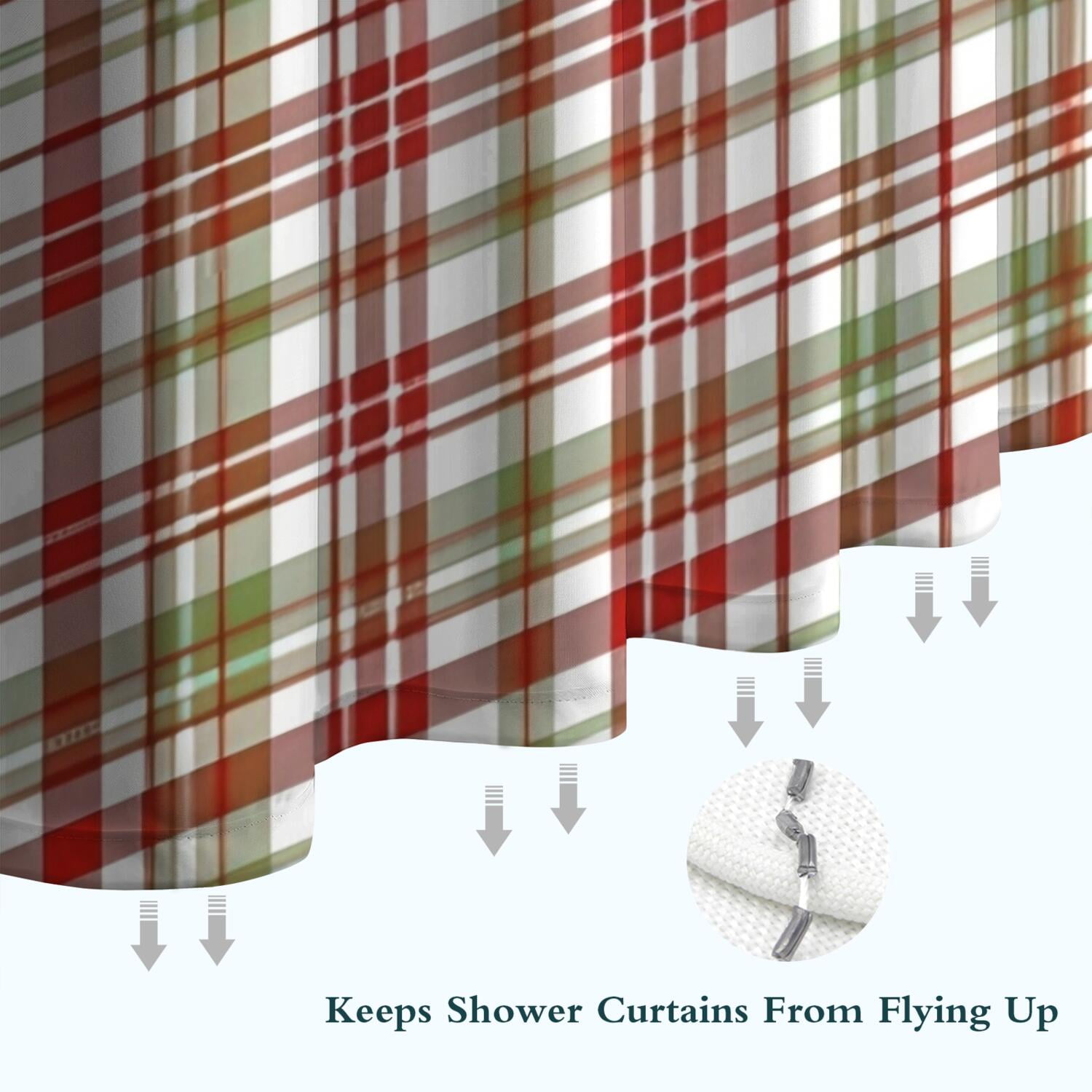 Multi Color Plaid Checkered Pattern Shower Curtain 36"x72" ,Bathroom Decorative Shower Curtains Set with 12 Hooks,Modern Waterproof Washable Shower Curtain