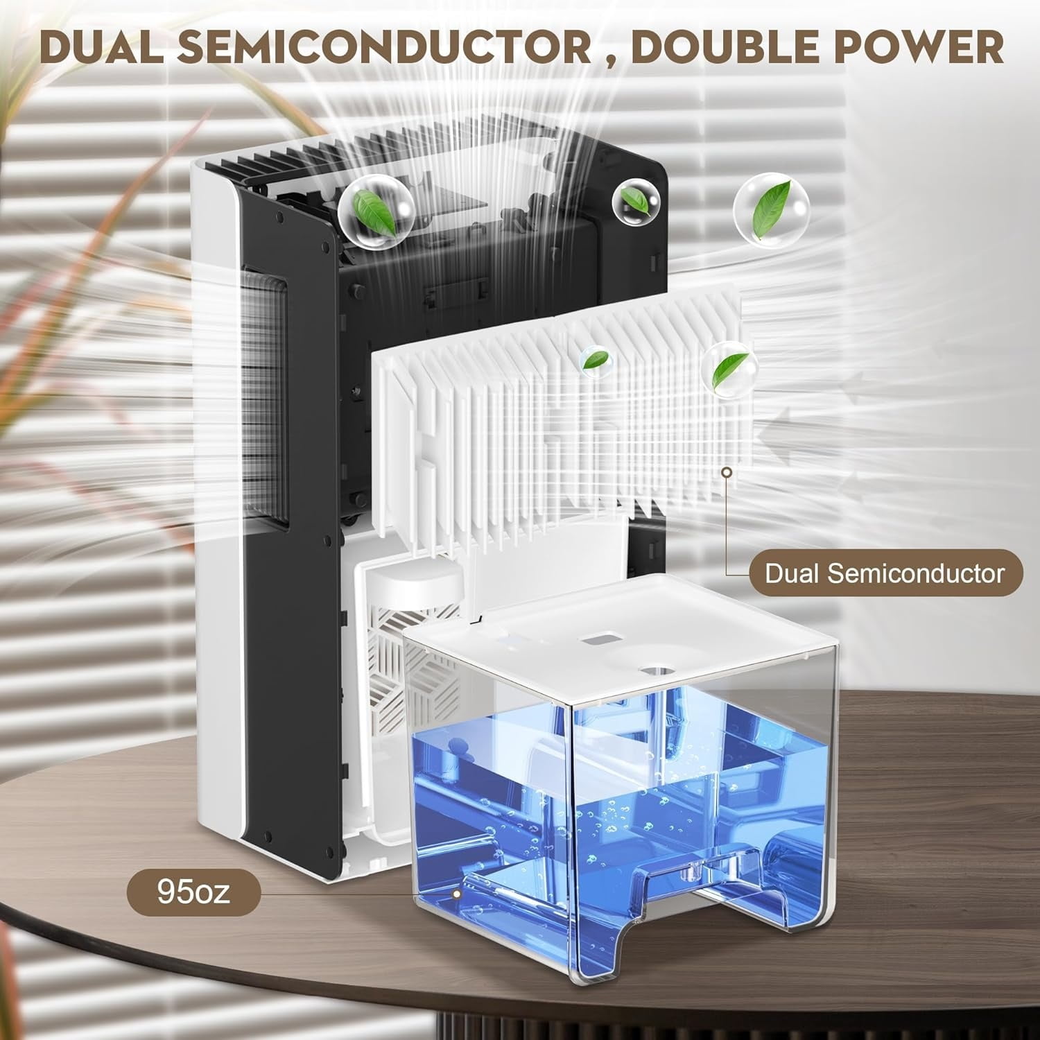 Dehumidifier for Home, 1000 sq.ft Dehumidifiers for Basement Bedroom Bathroom with 95 OZ Water Tank, Auto Shut Off 7 Colors LED Light, White Black