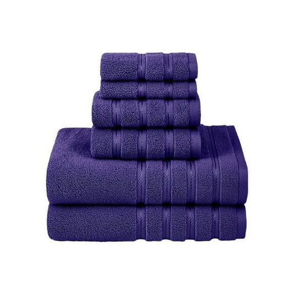 XmhyTop-A 6-Piece Cotton Towel Sets Soft Absorbent Cotton Bathroom Towels for Home,Dark Purple