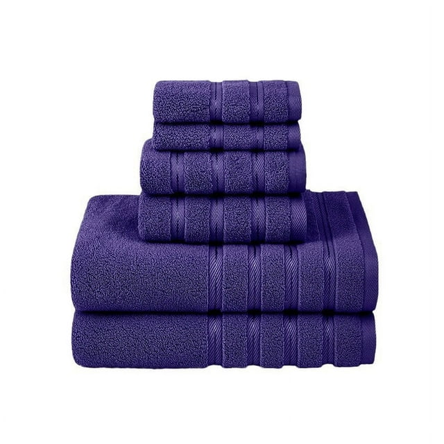 XmhyTop-A Juego de 6 toallas de algodón suaves y absorbentes para el baño, color morado oscuro.