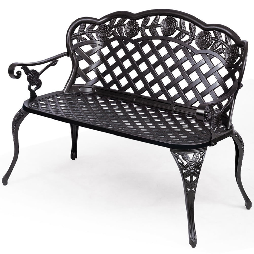 Aimee Lii 42.5" Outdoor Furniture Cast Aluminum Antique Garden Bench, Outdoor Patio Furniture Aimee Lii 42.5" Outdoor Furniture Cast Aluminum Antique Garden Bench, Outdoor Patio Furniture