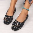 thumbnail image 5 of SuTry Women's Round Toe Flats Polka Dot Print Slip On Metal Buckle Decor Soft Sole Comfortable Casual Walking Shoes(43), 5 of 9