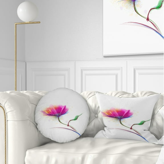 Designart Isolated Purple Poppy Flower - Flower Throw Pillow - 12x20