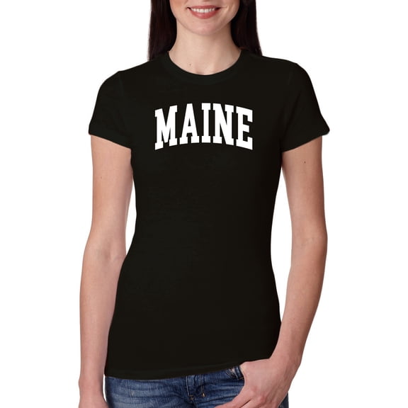 Wild Bobby State of Maine College Style Women Slim Fit Junior Tee