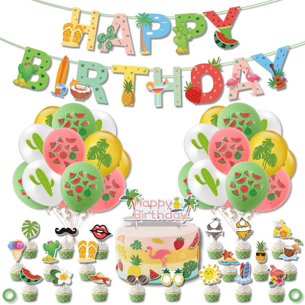Kit de globos de látex para fiesta de cumpleaños en Hawái, 48 globos