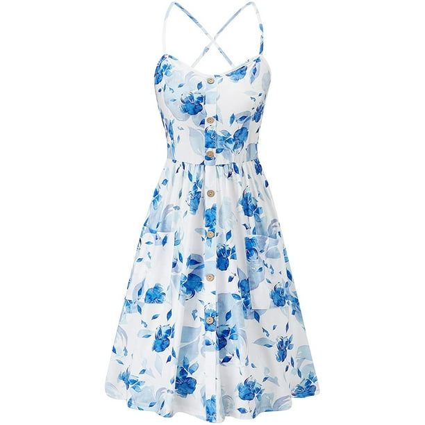 Fesfesfes Summer Dresses for Women Casual Printing V-Neck