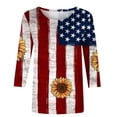 thumbnail image 3 of Patlollav Independence Day 3/4 Length Sleeve Womens Tops 2025 Summer Round Neck Shirts Three Quarter Sleeve Tshirts, 3 of 6