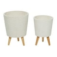 thumbnail image 6 of DecMode 14", 16"H Indoor Outdoor White Wood Planter with Wood Legs (2 Count), 6 of 11