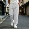 thumbnail image 2 of fatyb Mens Casual Pants Elastic Waist Drawstring Travel Pants Solid Color Lightweight Work Pants with Pockets, 2 of 7