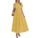 thumbnail image 4 of Vestido midi maxi informal de verano para mujer: vestido boho de playa con mangas cortas, cuello en V, cintura elástica y bolsillos - S-XXL, 4 of 5