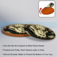 thumbnail image 4 of Crocodile Set of 6 Round Microfiber Leather Coasters, 11x11 cm/4.3x4.3 inch Drink Coasters for Table Home Decor, 4 of 6