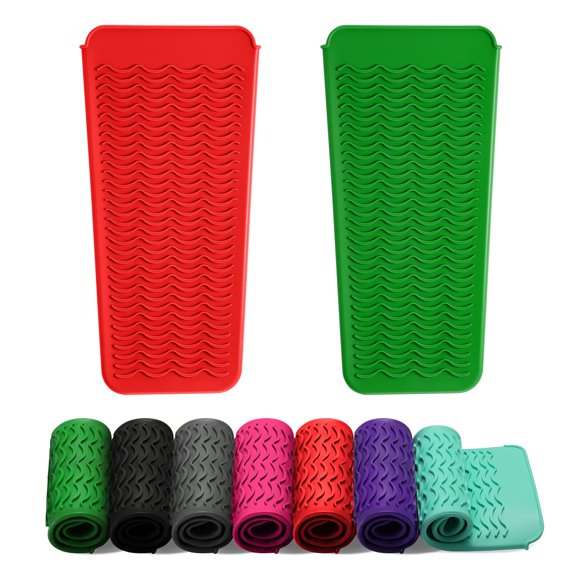 ZAXOP - Bolsa de silicona resistente al calor (2 unidades) para planchas, rizadores, alisadores de pelo, rizadores y herramientas de calor (verde y rojo)