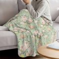 thumbnail image 3 of Green Flowers Blanket Soft Cozy Warm Throw Blanket for Couch, Plush Fuzzy Flannel Fleece Blankets for Sofa, Farmhouse Botanical Floral Leaves Art Bed Blankets Lightweight Gifts for Women, 50"x60", 3 of 9