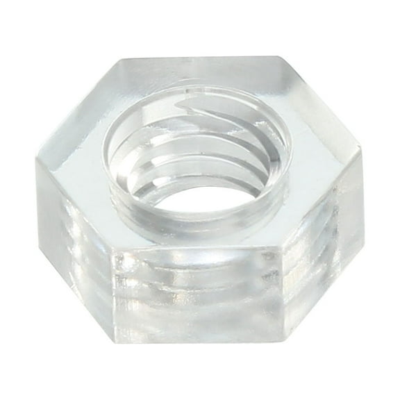 100pcs Metric M4x0.7mm Thread Acrylic Hex Hexagon Nut Clear