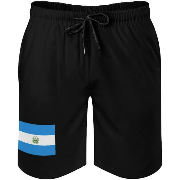 Men's Swim Trunks El Salvador Flag Comfortable Swim Shorts,Drawstring Elastic Waist and Pockets Beach Shorts for L S-3XL