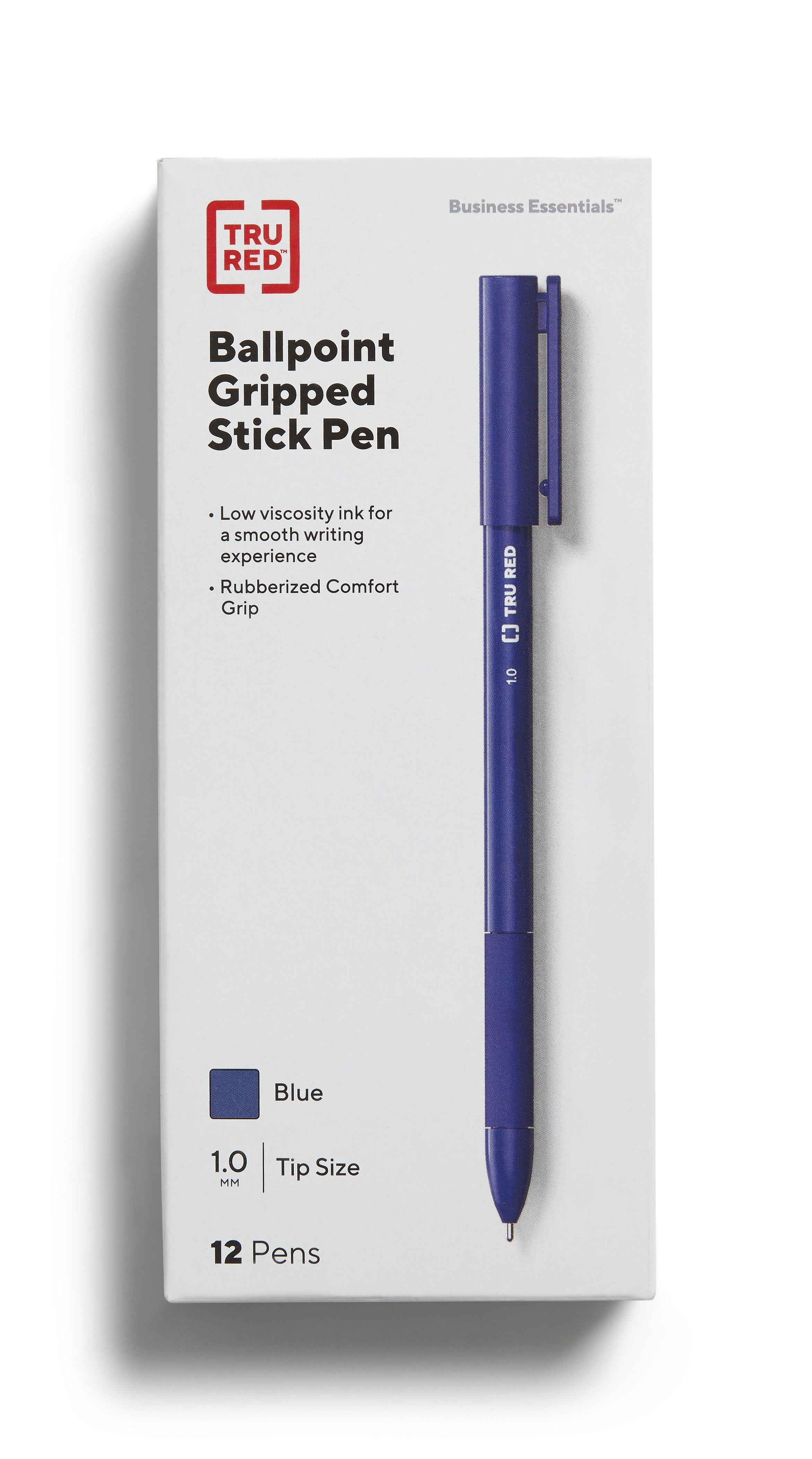 TRU RED Ballpoint Gripped Pen, Medium Point, 1.0mm, Blue TR52865