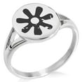 thumbnail image 1 of Stainless Steel Ancient Tribal Wisdom Rune Minimalist Oval Top Polished Statement Signet Ring, 1 of 1