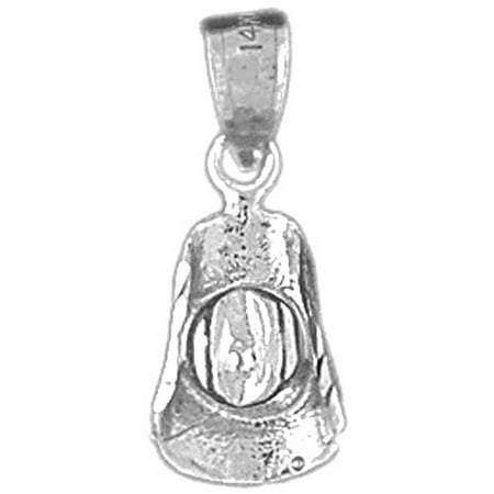 18K White Gold 3D Cowboy Hat Pendant - 20 mm