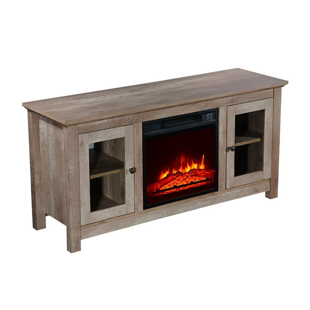 Zokop Sf03 18g Ha114 51 51 Inch Log Cyan Fireplace Tv Cabinet 1400w Single Color Fake Wood Heating Wire With Small Remote Control Movement Black Walmart Com Walmart Com