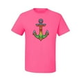 thumbnail image 2 of Trippy Mandala Nautical Colorful Mosaic Anchor | Mens Fashion Graphic T-Shirt, Neon Pink, Medium, 2 of 4