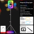 thumbnail image 1 of Magnetic 3600mAh 12W RGB Selfie Ring Light With 2M Tripod for Smartphone, Rechargeable Phone Light,Double-Sided Magnet Handheld Stabilizer for Magsafe/Phones/Video Recording/Photos, 1 of 5