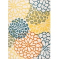 thumbnail image 2 of Oasis Modern Floral Gold and Orange Polypropylene Indoor Outdoor Area Rug, 7'x9' Rectangle, 2 of 7