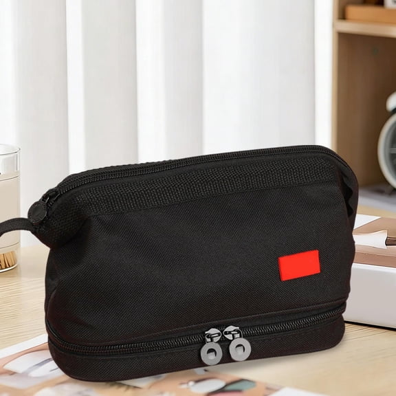 Hyknon Large Capacity Pencil Case Pen Pouch, Multi-layered Pencil Holder, Simple Stationery Bag with Zipper, Storage Slots Pen Pouch for Women Adult, Portable Storage Bag for Makeup College, Black