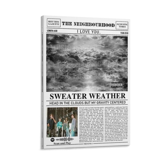 The Neighbourhood I Love You Poster Sweater Weather Canvas Poster Wall Decorative Art Painting Living Room Bedroom Decoration Gift