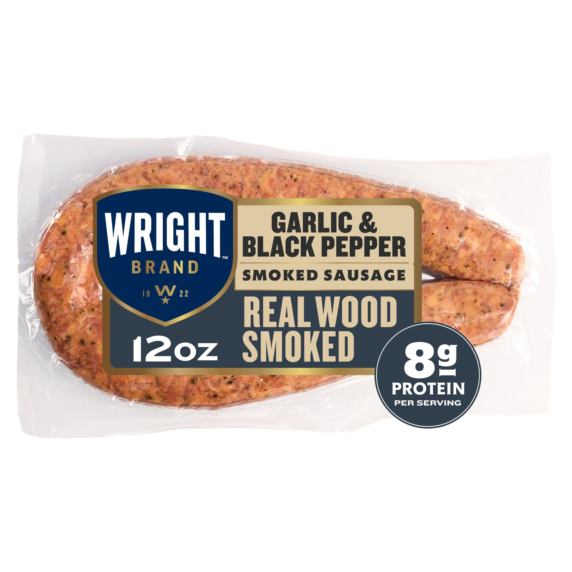 Wright Brand Real Wood Smoked Garlic & Black Pepper Sausage Rope, Fully Cooked, 12 oz, Refrigerated