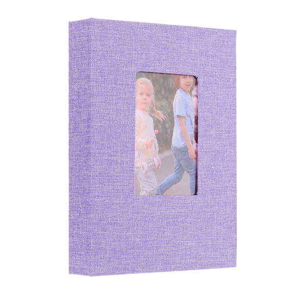 Small Photo Album, 5x7 Linen Cover Picture Book Hold 52 Photos, Purple