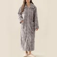 thumbnail image 3 of Womens Zip Up Robe Soft Comfy Long Plush Robe Winter Warm Fluffy Zip Up Bathrobe Cozy Fuzzy Housecoat with Pockets, 3 of 6